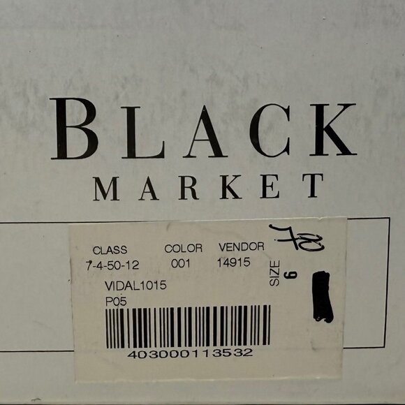 White House Black Market Vidal Black Suede Open Toe Curved Wedge Heels Size 6 - Picture 11 of 12